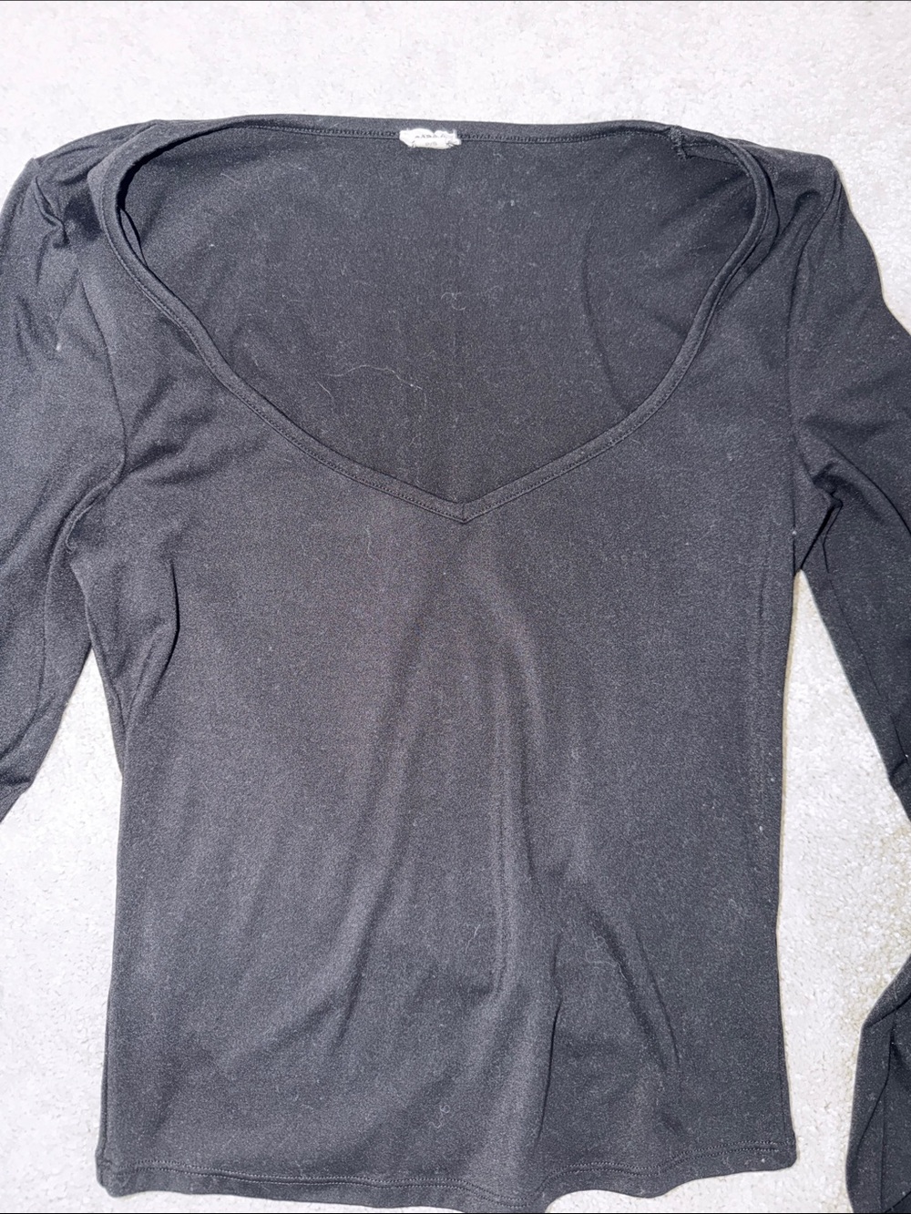 Garage Black V-Neck Long Sleeve Top